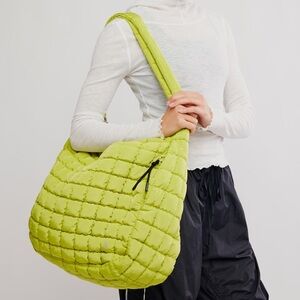 NWT Free People Movement Quilted Carryall Puffer Bag in Color Honeydew
